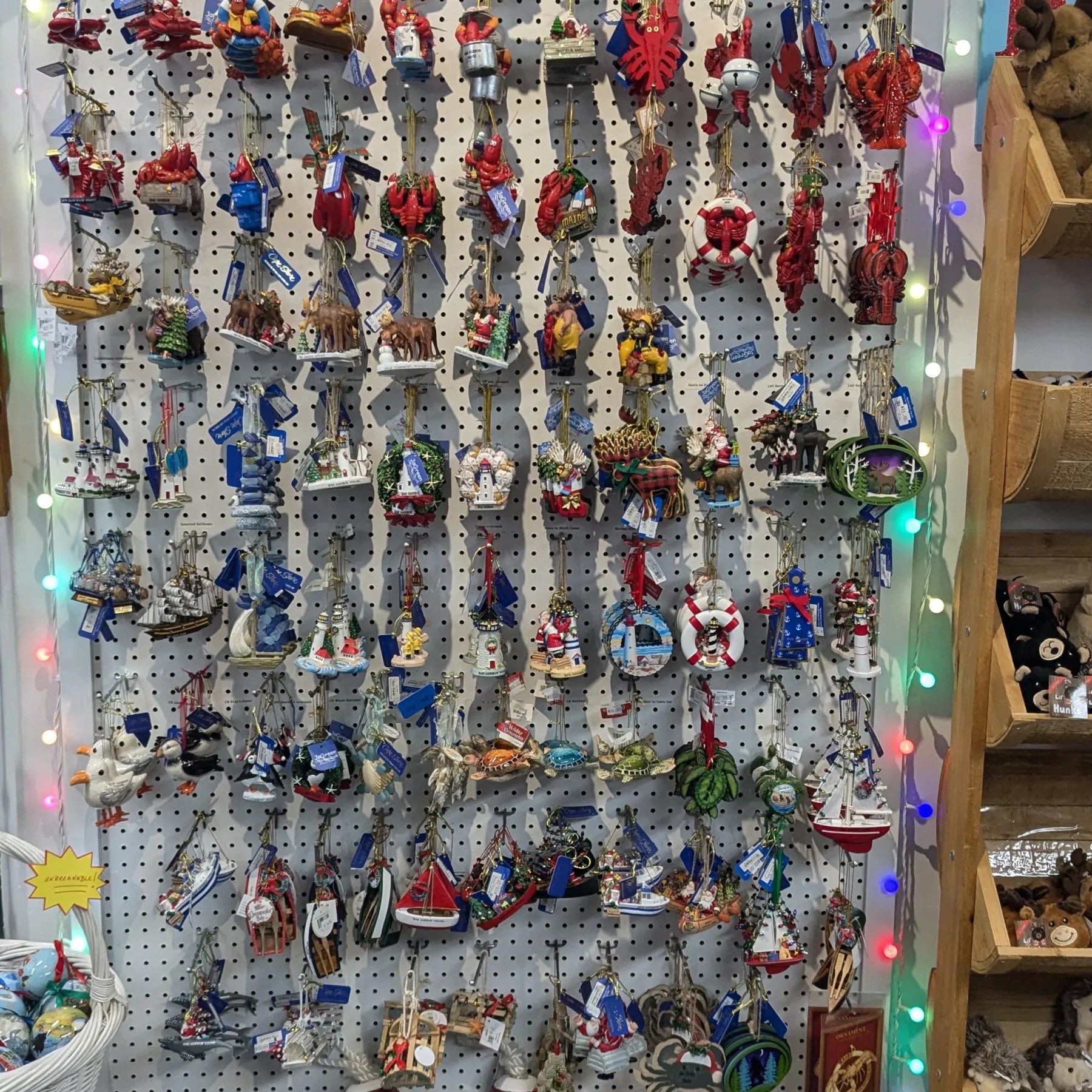 ornaments on display in a store