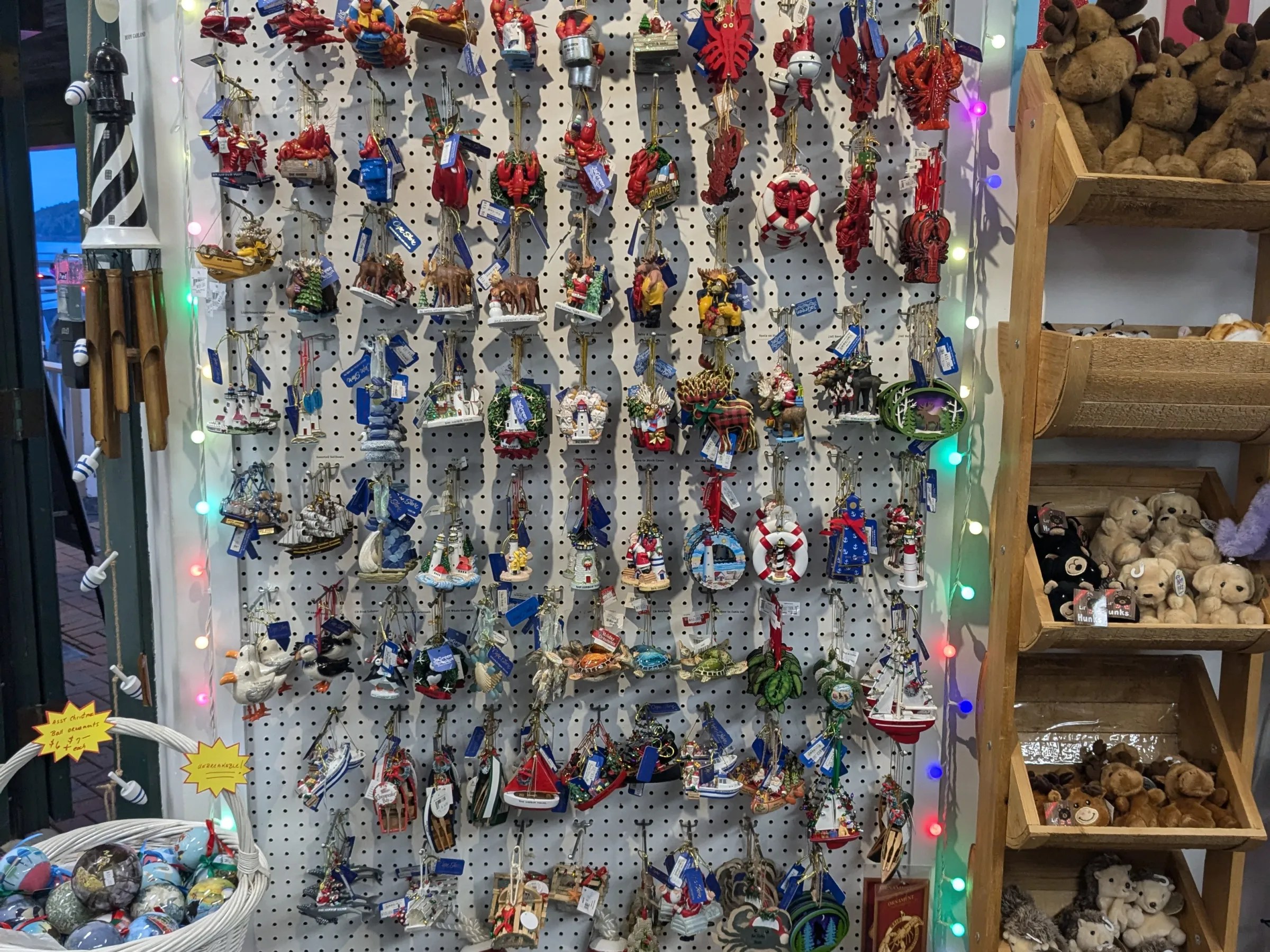 ornaments on display in a store